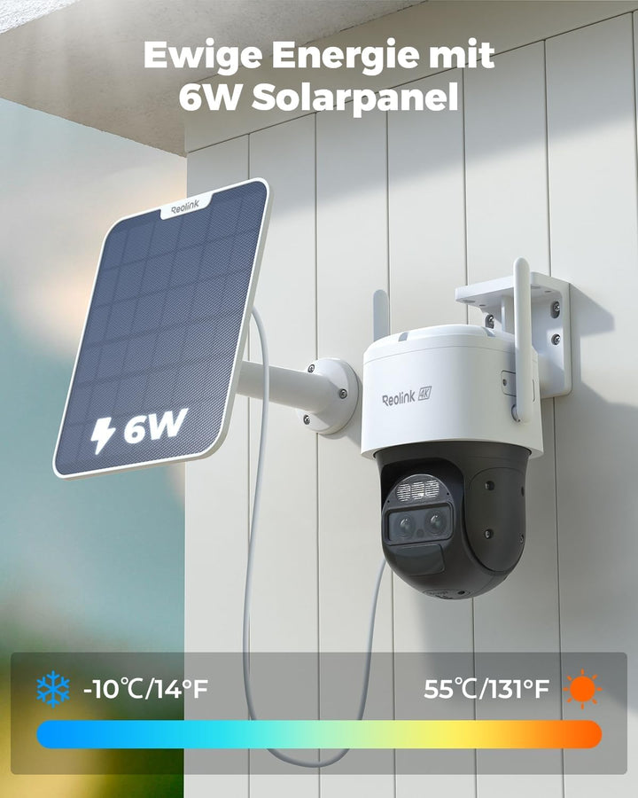 Reolink 4K PTZ Überwachungskamera Aussen Akku mit Auto-Tracking & Auto-Zoom, Dual Lens, 8MP Solar WL