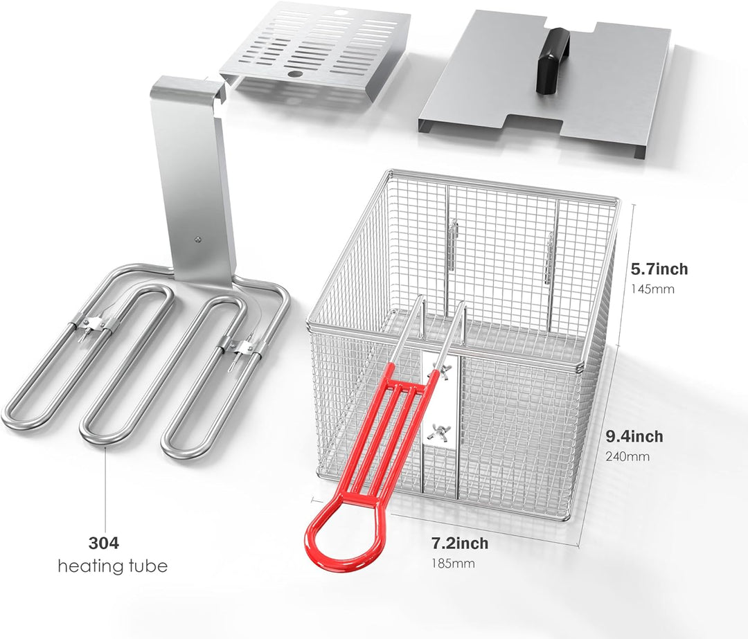 EGGKITPO Fritteuse 12 l Grosse elektrische Fritteuse mit Ölablass und Timer Fritteuse mit Korb und D