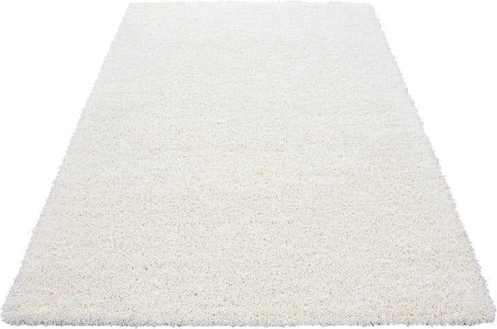HomebyHome Shaggy Teppich Läufer Flur 80 x 150 cm - Shaggy Teppich Hochflor Creme Extra Weich und Fl