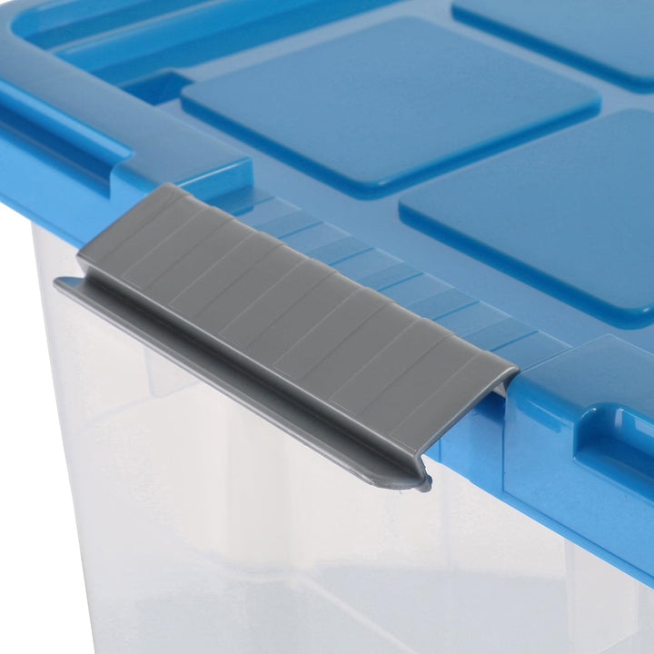axentia Aufbewahrungsbox mit Rollen & Deckel, Stapelbox aus Kunststoff 80 Liter, Eurobox transparent