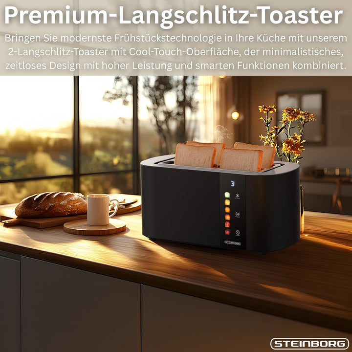 Steinborg® Automatik Toaster 4 Scheiben mit Brötchenaufsatz Langschlitztoaster Automatische Liftfunk