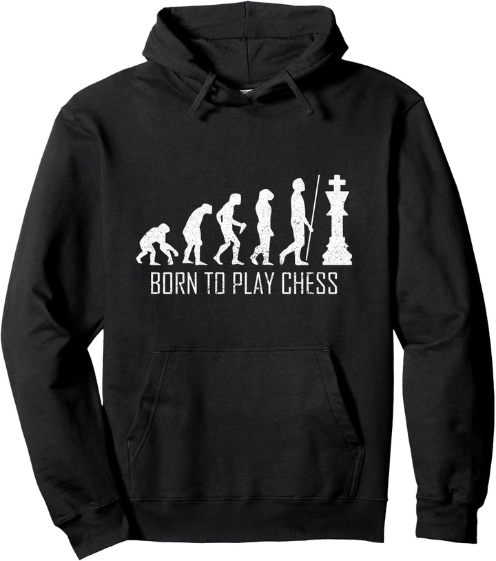 Lustiger Retro Schach Geschenk Evolution Schachspieler Pullover Hoodie