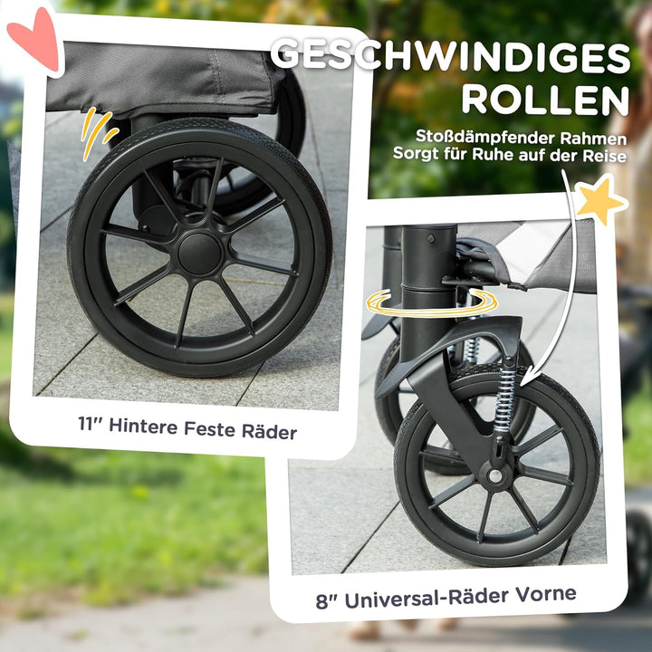 PawHut Hundewagen Hundebuggy klappbar für grosse Hunde & Katzen bis 30 kg Katzenbuggy mit Kissen Net