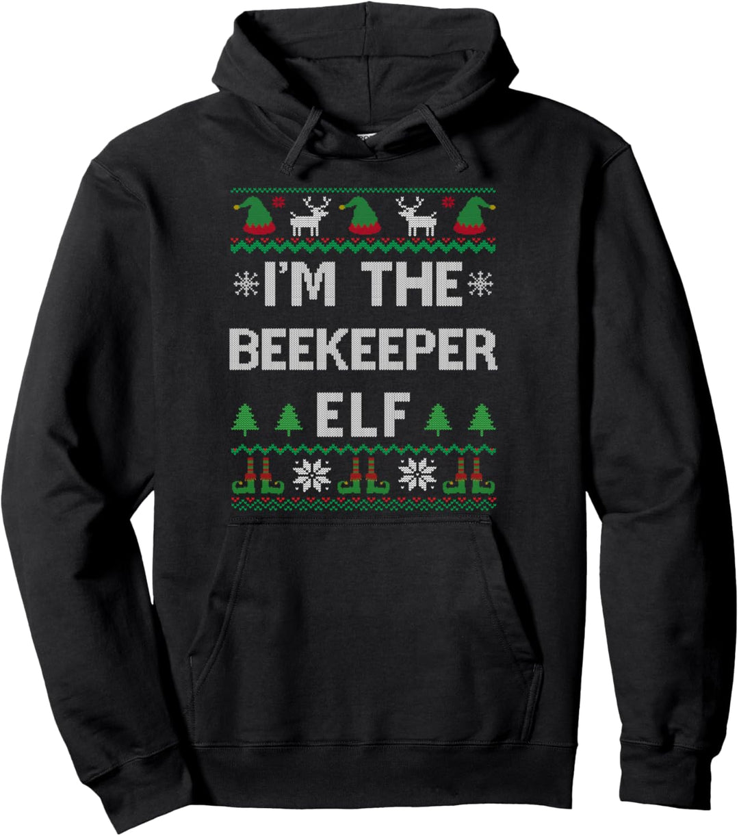 Beekeeper Elf Ugly Christmas Beekeeping Pullover Hoodie