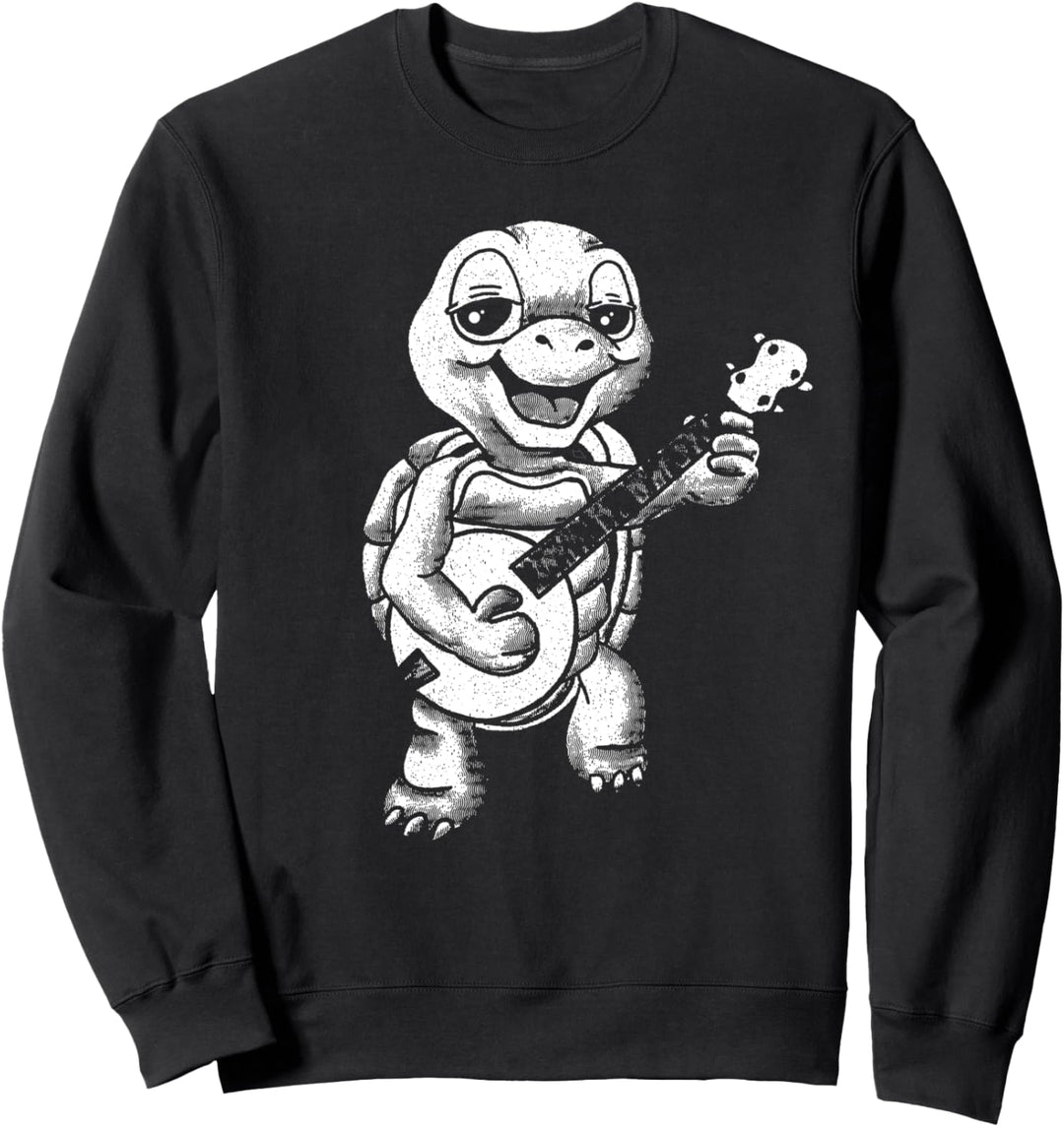 Banjo Picking Turtle Cute Funny Terrapin Music Graphic Sweatshirt