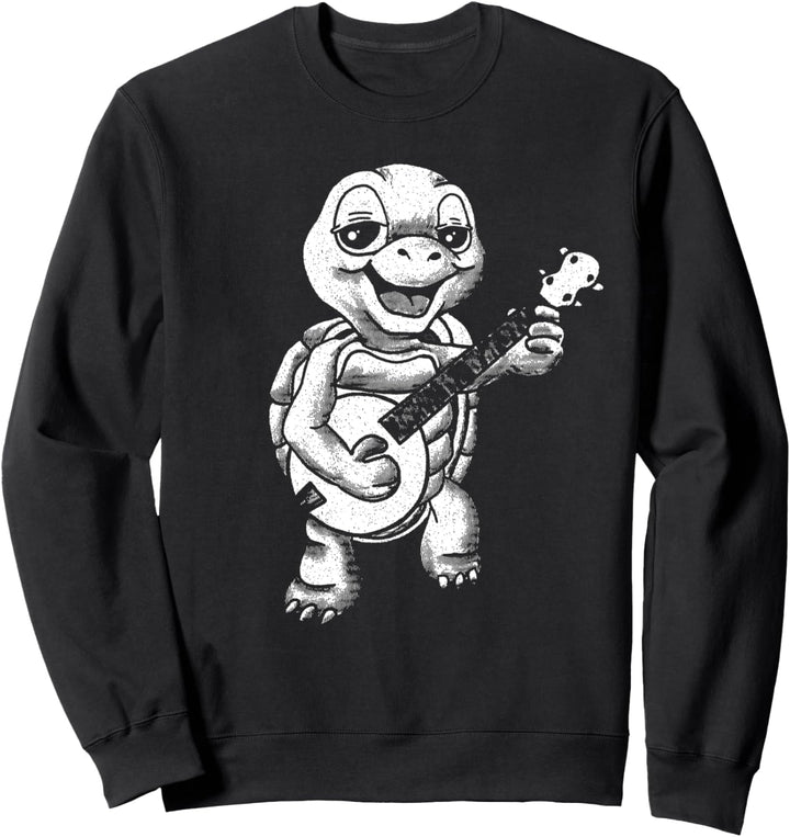 Banjo Picking Turtle Cute Funny Terrapin Music Graphic Sweatshirt