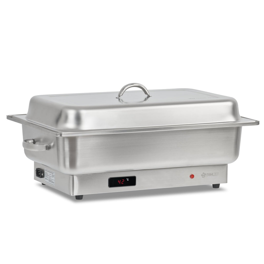 Mahlzeit elektrischer Edelstahl Chafing Dish mit GN 1/1 | 9 Liter | bis 80°C mit Display | Speisenwä