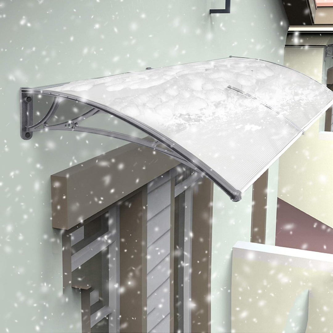 NAIZY 300 x 100cm Vordach für Haustür Pultbogenvordach Überdachung Haustür aus Polycarbonat und Alum
