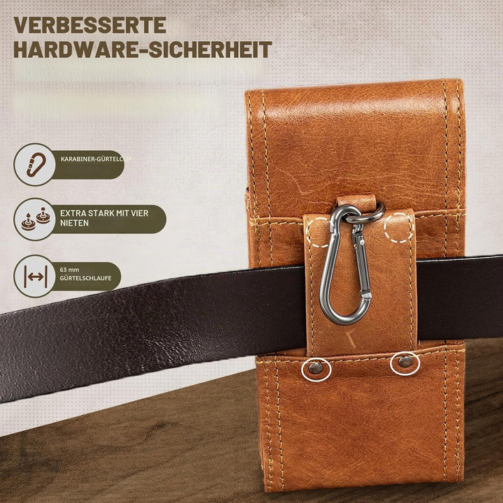 hengwin Horizontal Echtes Leder Handy Holster für iPhone 15 14 Pro Max, 14 Plus, Gürtelclip Gürtelta
