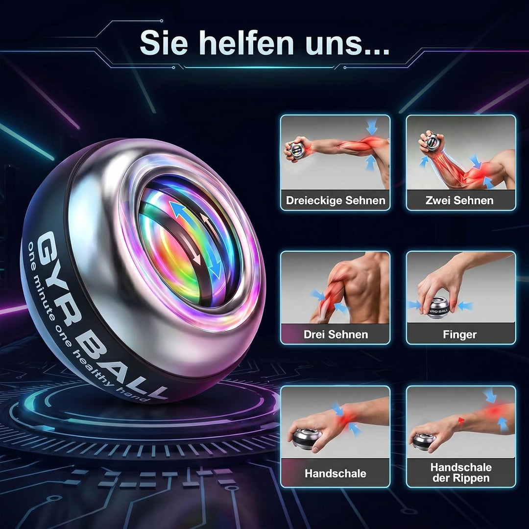 Powerball Handtrainer Gyroball with Counter for Forearm Strength and Grip Training - 5-Stage Adjusta