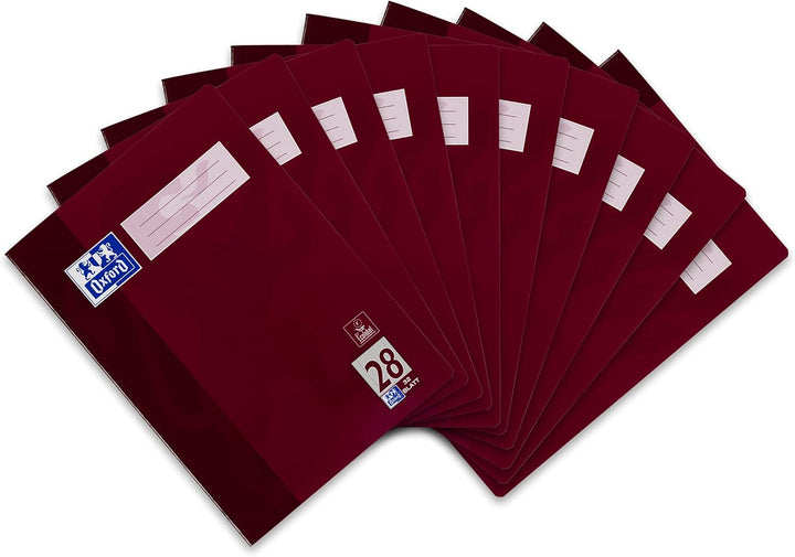 Oxford Schulheft, 10er Pack, DIN A4, kariert (Lineatur 28), 32 Blatt, violett & Schulheft A4 liniert