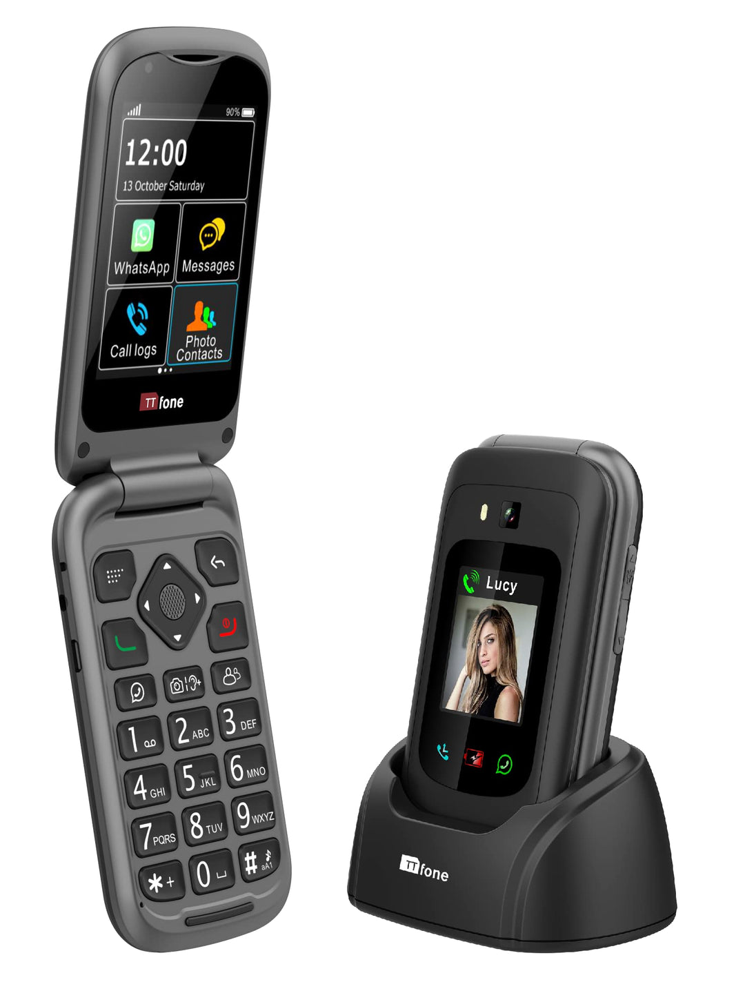 TTfone TT970 Whatsapp 4G Touchscreen Senior Big Button Flip Handy - mit 8MP Kamera und Hörgerät komp