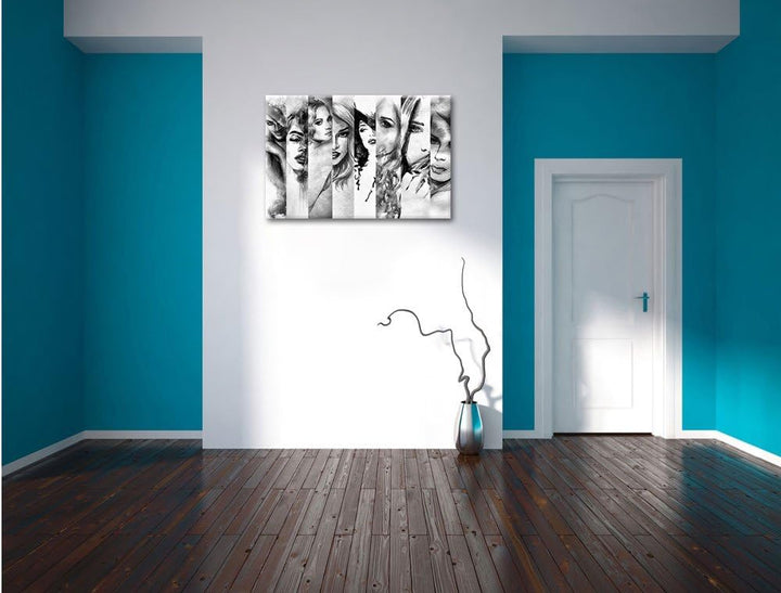 Monocrome, Haar Frisuren, Format: 100x70 auf Leinwand, XXL riesige Bilder fertig gerahmt mit Keilrah