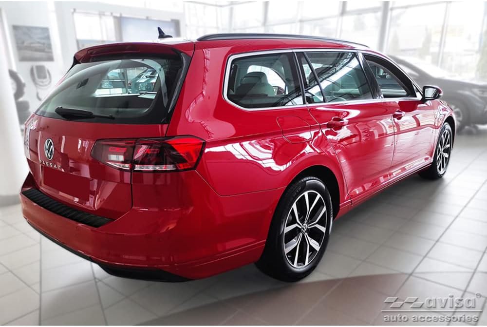 Avisa Matt-Schwarz Edelstahl Heckstossstangenschutz kompatibel mit Volkswagen Passat 3G Variant 2014