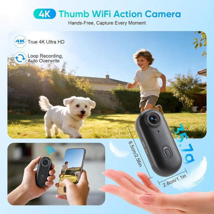 Multifunctional Mini Action Cam WiFi, 4K Bodycam körperkamera,Actionkamera mit 64 GB Speicherkarte,