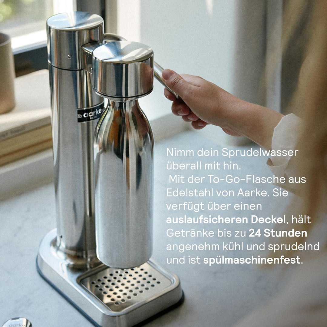 Aarke Carbonator 3, Premium Wassersprudler aus Edelstahl mit Aarke Flasche, Mattgrau Finish, Mattgra