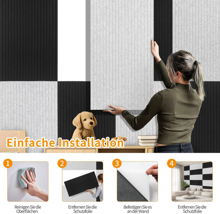 8.64㎡ Akustikpaneele 120x60 cm 12er Selbstklebend Akustikplatten Schallschutzplatten für Homeoffice