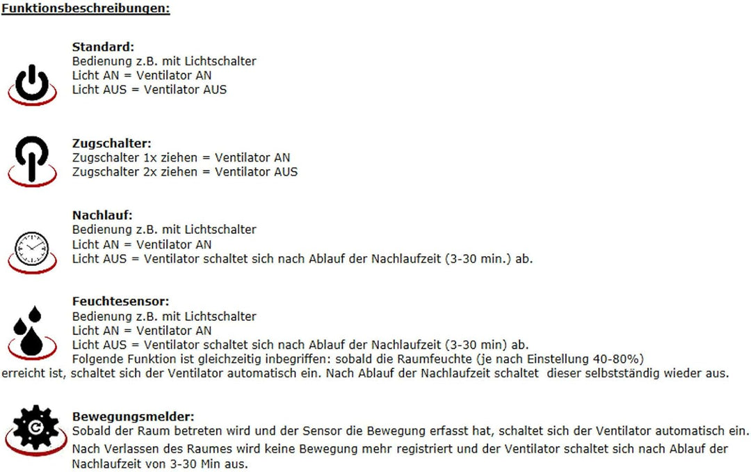VONLIS Lüfter Ventilator Badezimmer Lamellen Bewegungsmelder rund eckig Zu Abluft Mobile Ø 150 mm Be