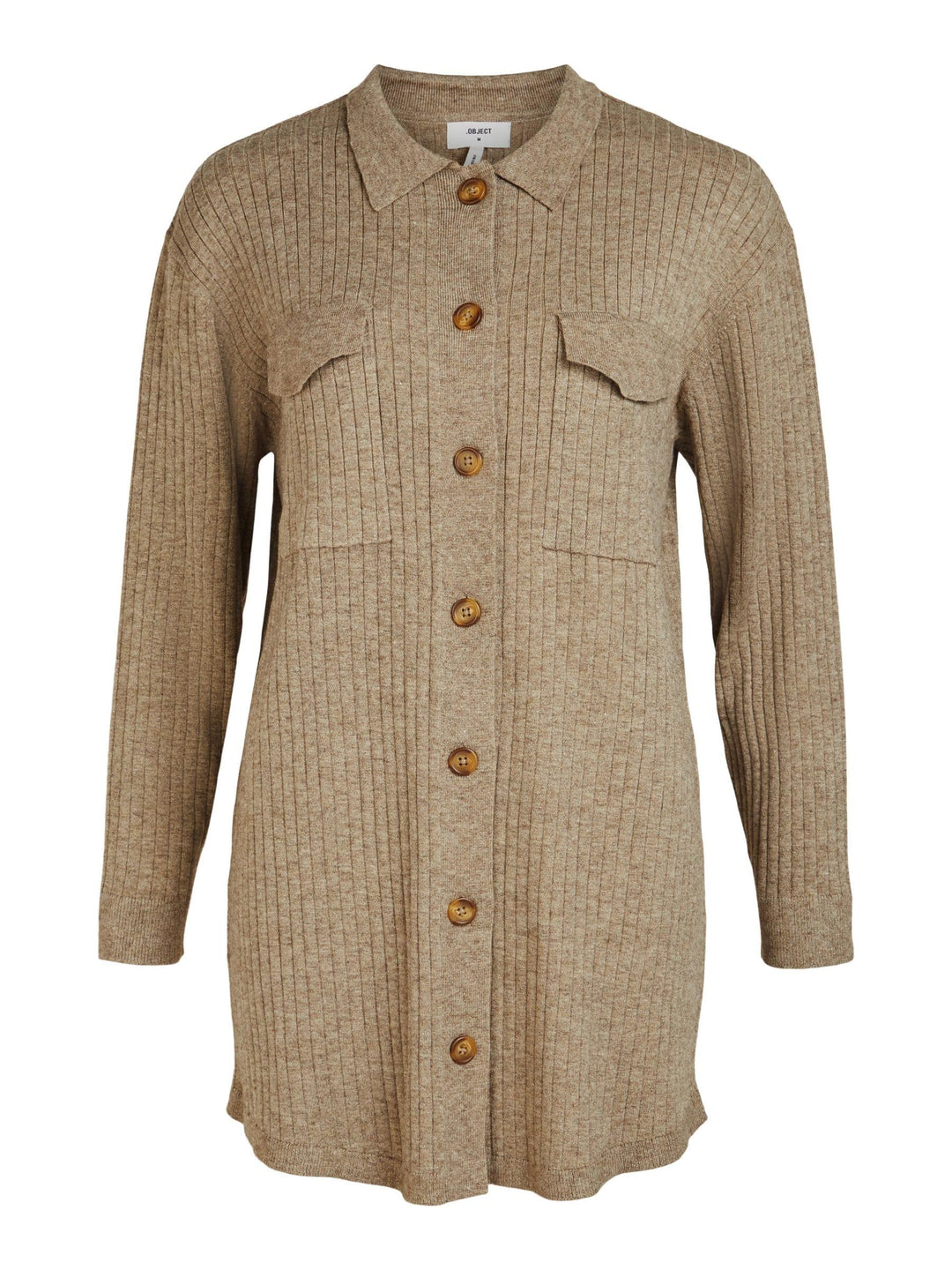 Object Damen Objnoelle Meza Knit Shirt Noos Strickjacke, Fossil