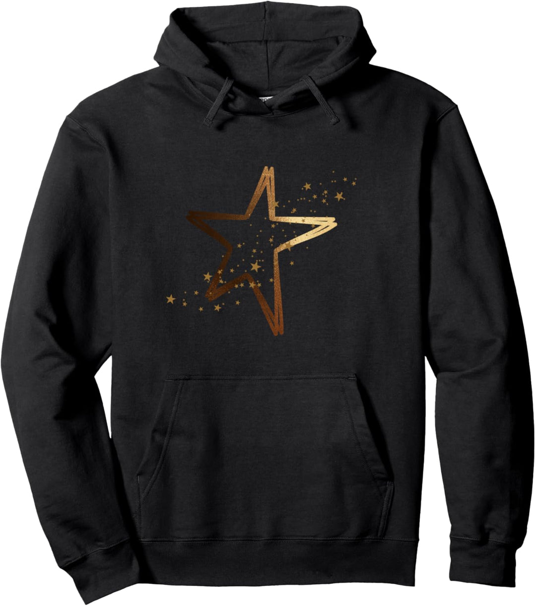 Grosser goldener Stern mit kleinen Sternen. Pullover Hoodie