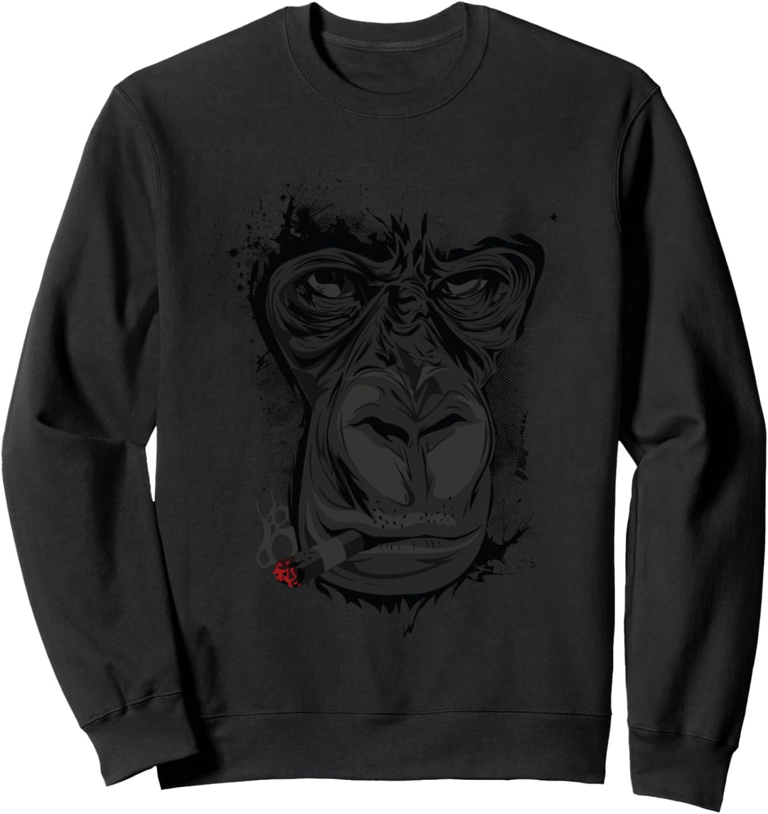Angry Gorilla Shirt Grafik Affe Zigarre Rauchen Affen Sweatshirt