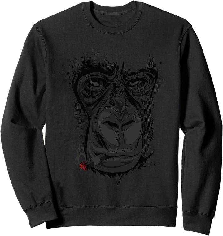 Angry Gorilla Shirt Grafik Affe Zigarre Rauchen Affen Sweatshirt
