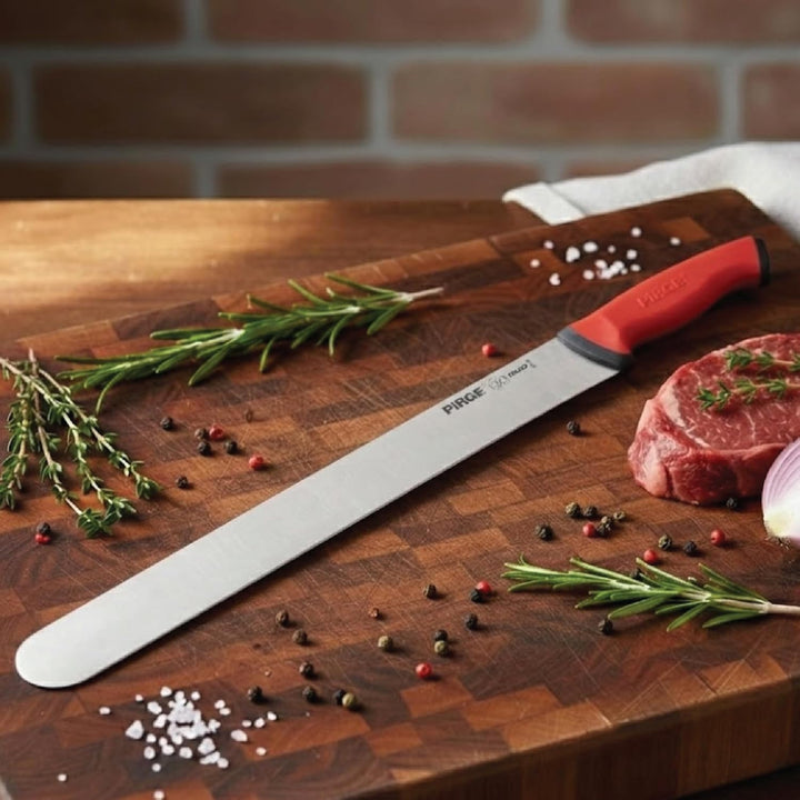 Pirge Duo Dönermesser 55 cm Rot - Aufschnittmesser - Schärfstes Döner Langmesser - Schneidemesser -