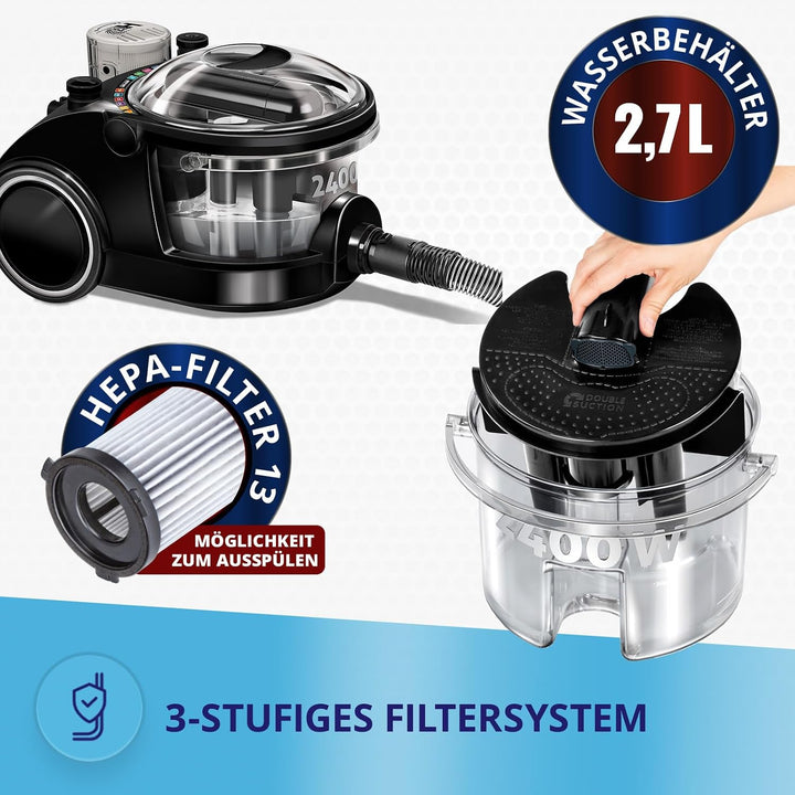 MPM - MOD-47 - Staubsauger mit Bora-Wasserfilter und Luftreiniger - für Allergiker - gegen Milben, T