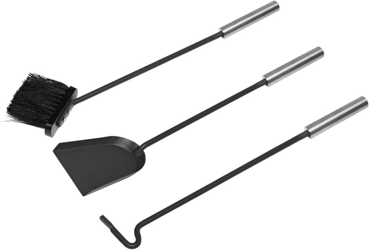 raik Kaminbesteck Fritz 3-teilig grau mit Edelstahlgriffen und stromloser Kaminventilator 4-Blatt fü