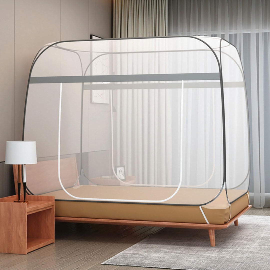 Moskitonetz Bett,180X200cm Zusammenklappbares Moskitonetz,Doppeltür-Moskito-Campingzelt,Faltbares An