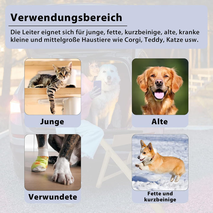 Hunderampe 2 in1 Haustiertreppe 100cm Faltbar Hundetreppe Rampe Hund Anti-rutsch Petwalk Hundeleiter