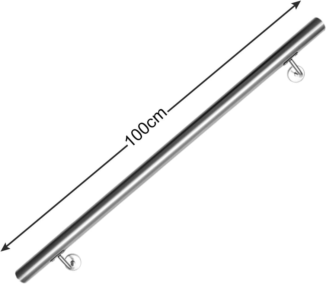 Handlauf Edelstahl, rund, Treppengeländer innen & aussen,100 cm, Ø 42mm, mit Wandhalterung 100cm, 10