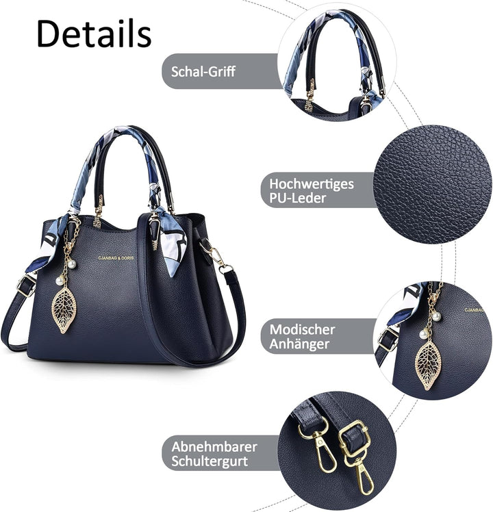 DORRISO Elegant Damen Handtasche Grosse Kapazität Schultertasche mit Einzigartigem Anhänger Umhänget