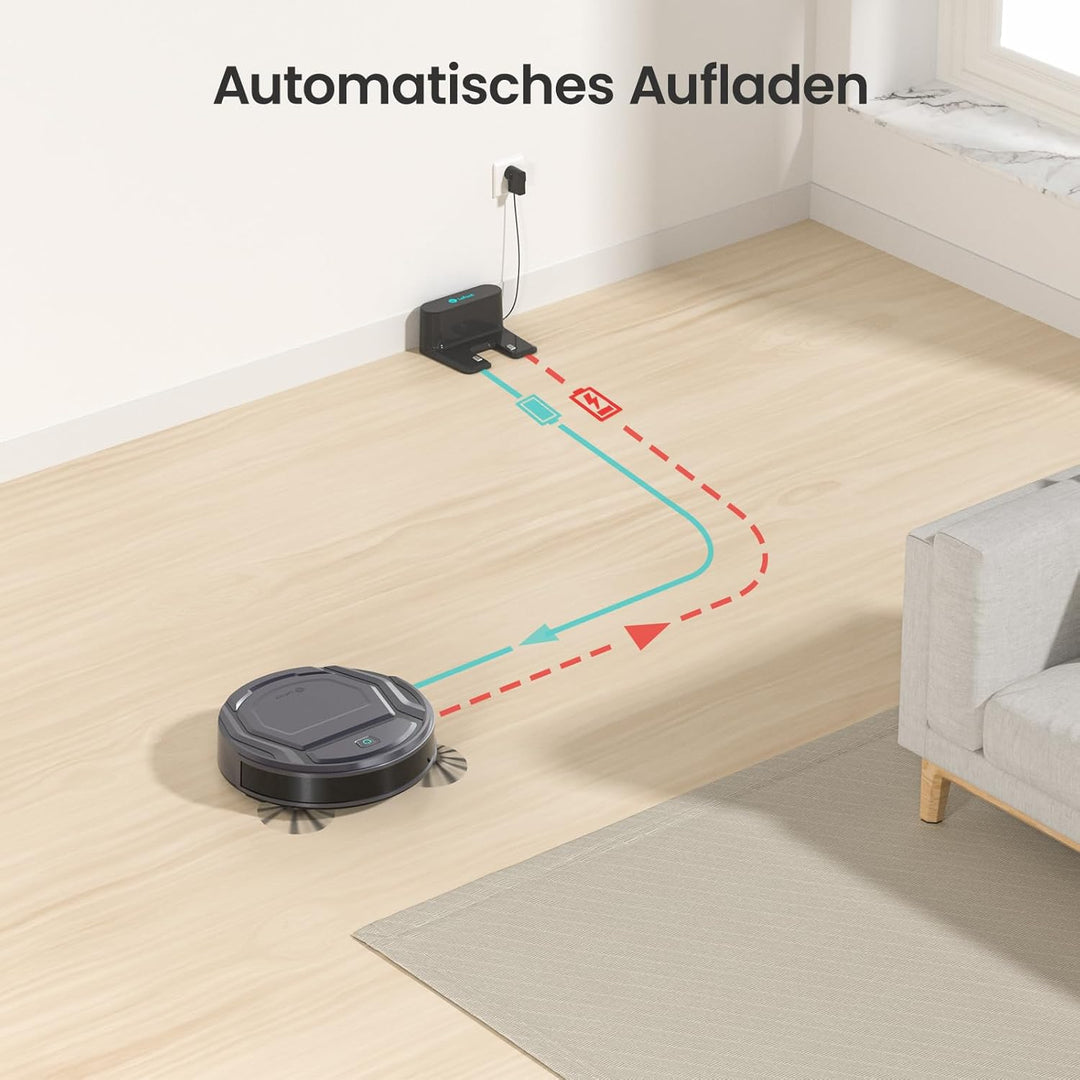 LEFANT Staubsaugerroboter, dünn, leise, WLAN, Bluetooth, Alexa-App, 6 Reinigungsmodi, Selbstladung,
