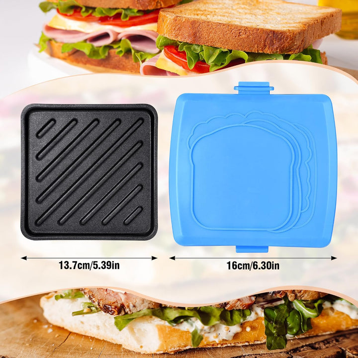 Sandwichmaker Mikrowellen, Sandwichtoaster 16 x 16 cm, Kontaktgrill Abnehmbare Platten und Silikonsc