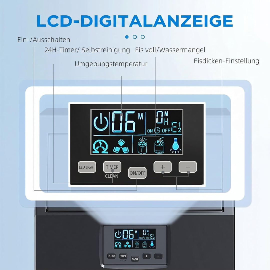 HOMCOM Kommerzielle Eiswürfelmaschine 30 kg/24H Eismaschine mit 4 kg Speicher, Freistehender Eiswürf