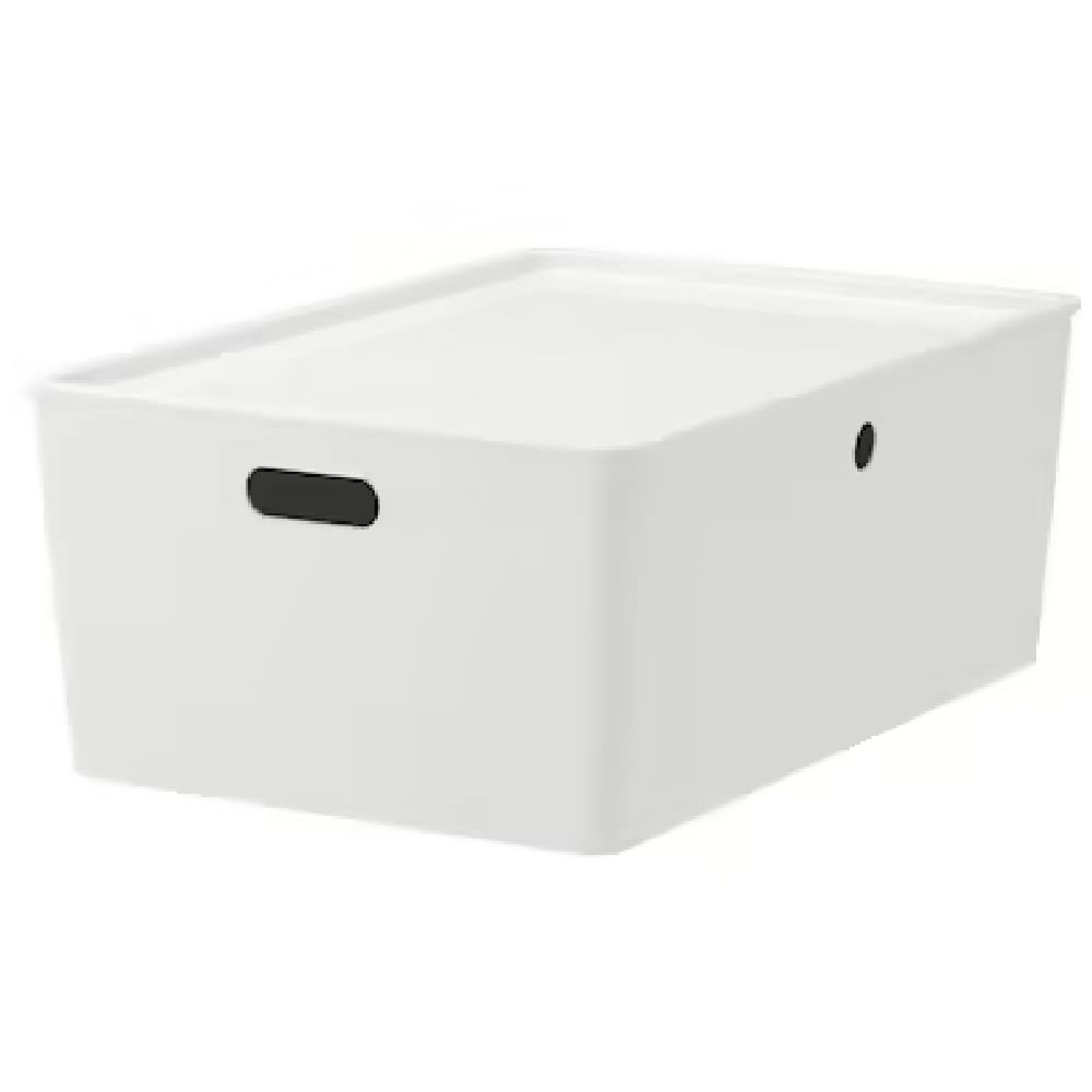 I-K-E-A KUGGIS Aufbewahrungsbox mit Deckel, gross, 37 x 54 21 cm, inkl. Schuhbeutel, Weiss