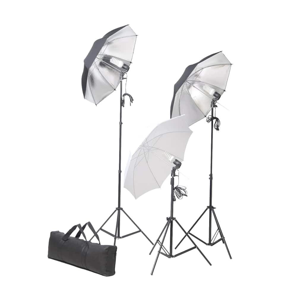vidaXL Fotostudio Set 24 W Studioset Studiolampe Studioleuchte Stativ Schirm 190041, 190041