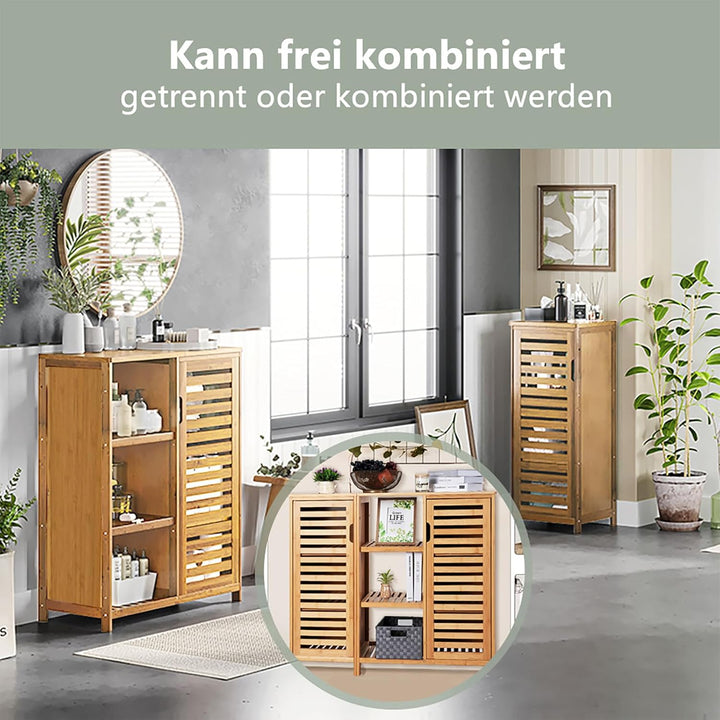 WAOHO badezimmerschränke aus Bambus,Badezimmer Regal,Sideboard Wohnzimmer,Sideboard, Bad Regal stehe