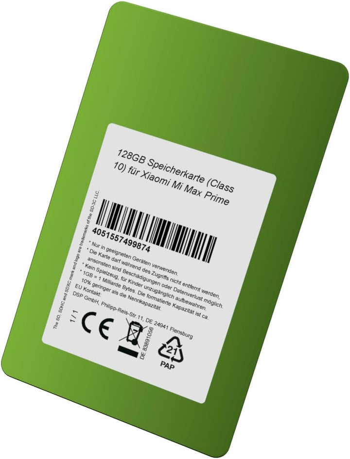 128GB Speicherkarte (Class 10) für Xiaomi Mi Max Prime 128GB Class 10, 128GB Class 10