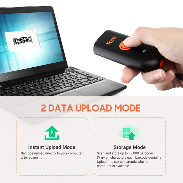 Tera Mini Tragbarer Barcode-Scanner CCD Barcodescanner 3in1 Bluetooth &amp; USB-Kabel &amp; 2,4G Wireless fü