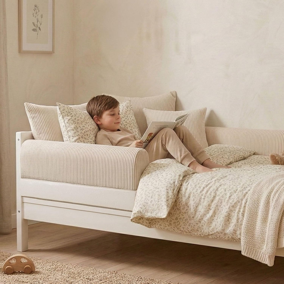 Bettkantenschutz für Kinderbetten Cordstoff 50 cm - Schutz für Bettrahmen Baby Bett rausfallschutz f
