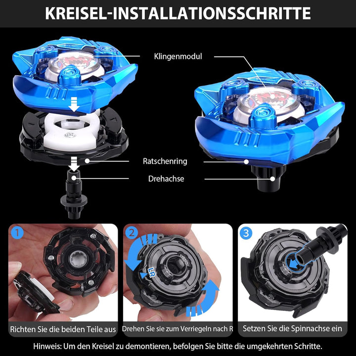 Gryo X Arena Battle Set Ausgestattet mit X Acceleration Rail - 4 Kampfkreisel, 2 Launchers und Stadi