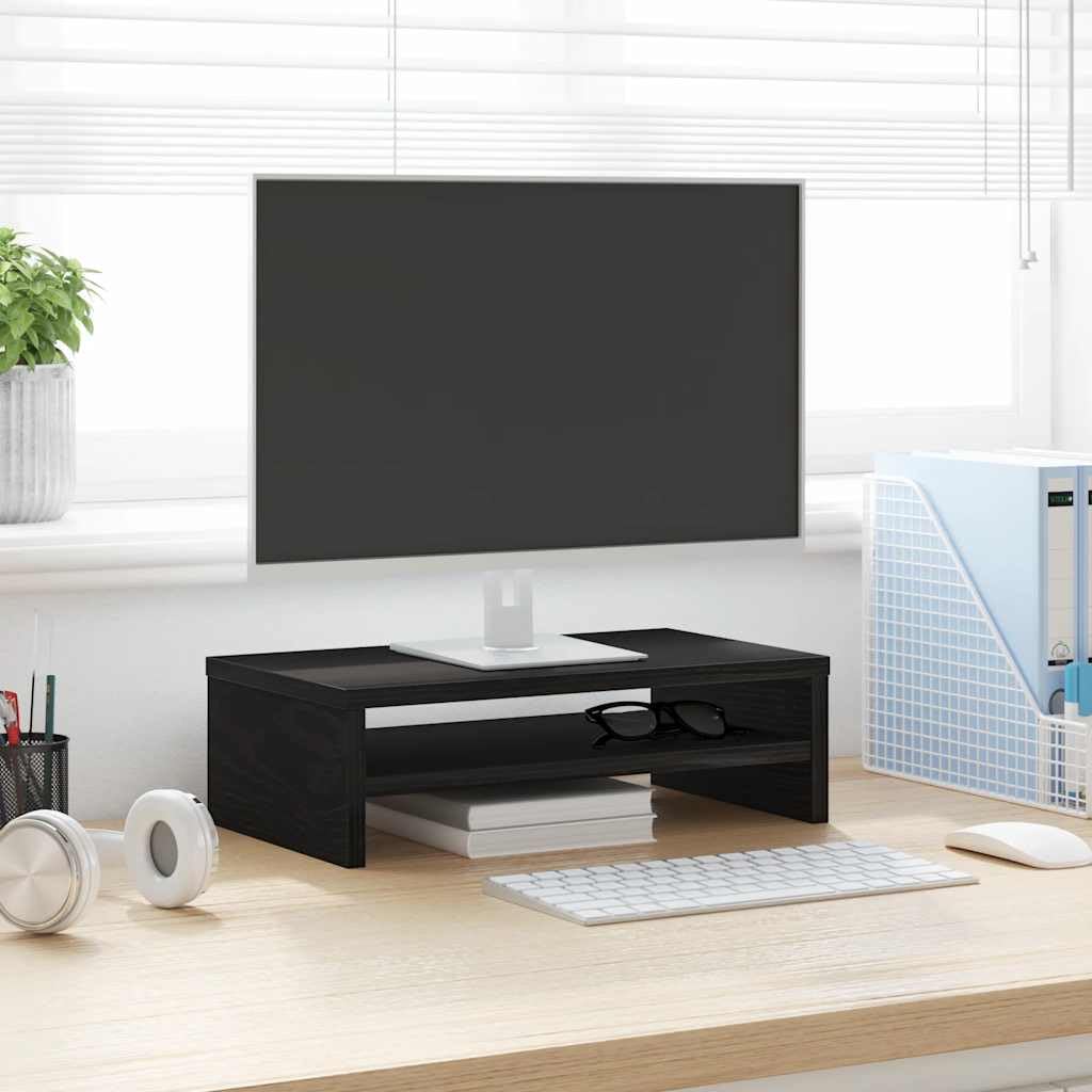 Monitorständer Schwarze Eiche 42x24x13 cm Holzwerkstoff für ergonomisches Arbeiten im Homeoffice und