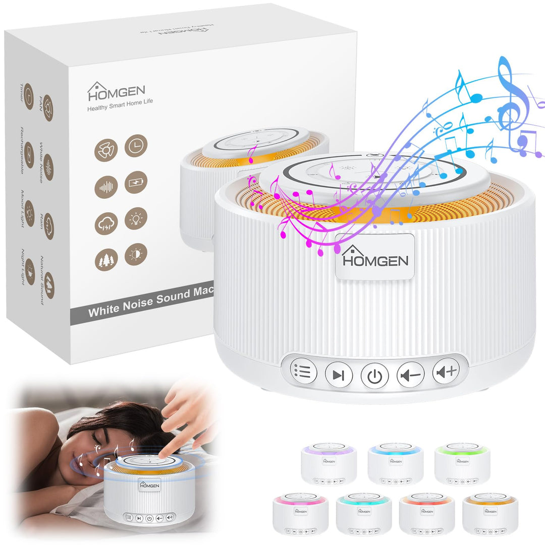 HOMGEN White Noise Machine Weisses Rauschen Maschine Einschlafhilfe Baby Erwachsene 30 Klänge &amp; 30 S