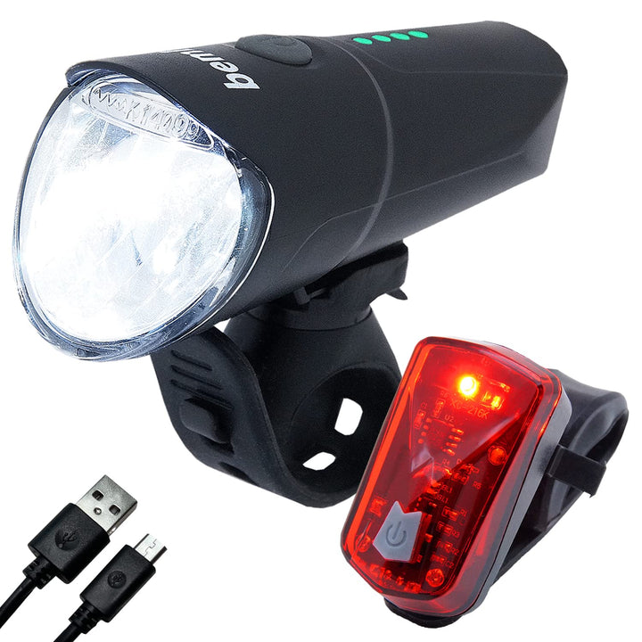 bemiX Fahrradlicht Set StVZO zugelassen LED Fahrradleuchtenset regenfest mit Schnellbefestigung Hell