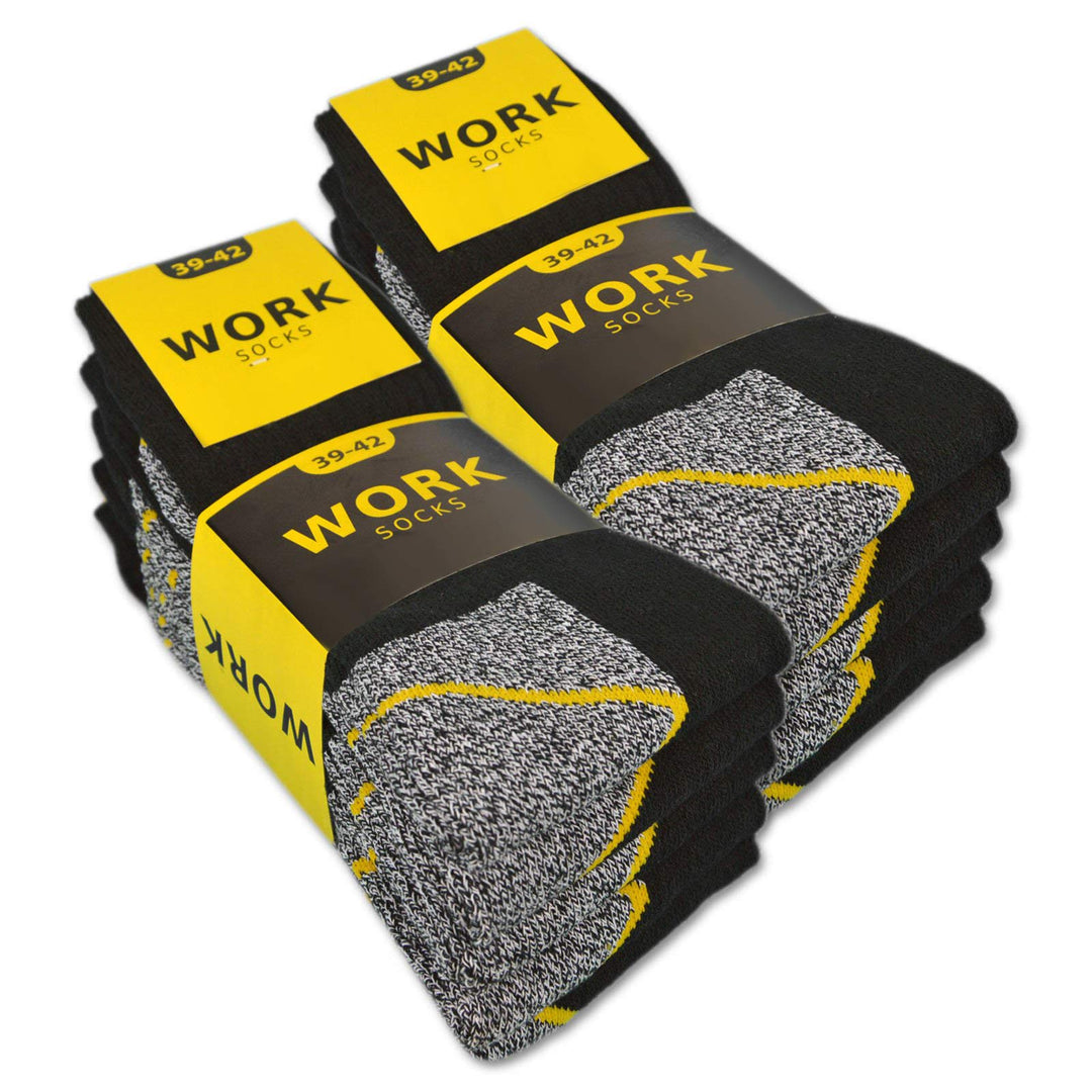 Herren Arbeitssocken (10 oder 20 Paar) WORK Socken Baumwolle 39-42 10 Paar | Schwarz/Grau Meliert, 3
