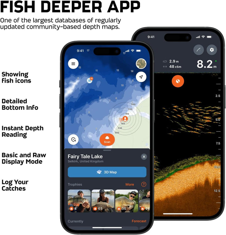 DEEPER SMART Sonar PRO+ 2 Fischfinder Echolot – auswerfbar mit Tiefenmesser und GPS-Sender | Technik