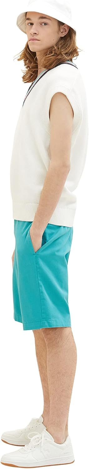 TOM TAILOR Denim Herren Regular Fit Chino Shorts M 31044 - Deep Turquoise, M 31044 - Deep Turquoise