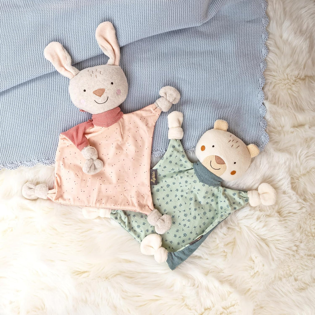 sigikid 39770 Schnuffeltuch Tiercharakter Bär, Mint/weiss